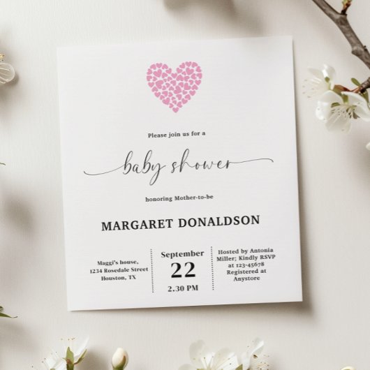 Budget Gentle Pink Heart Baby shower Party