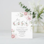 Budget Gentle Rose Girl Baby Shower Invitation (Staand voorkant)