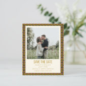 Budget Geometric Floral Gold Photo Save the Date (Staand voorkant)