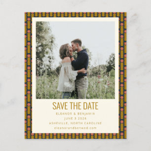 Budget Geometric Floral Gold Photo Save the Date
