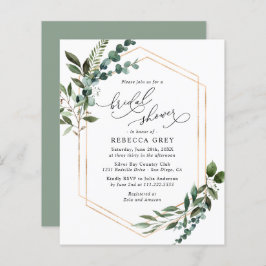 Budget Geometric Greenery Bridal Shower Uitnodigin