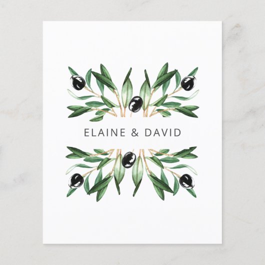 Budget Geometric Olive Branches Wedding Invitation (Achterkant)
