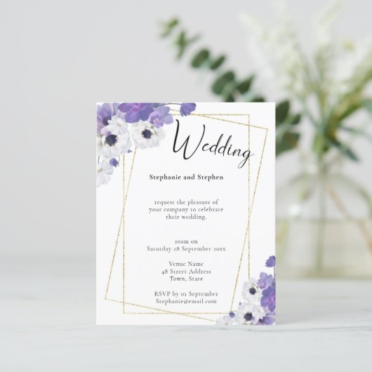 Budget Geometric Paarse Floral Wedding (Staand voorkant)