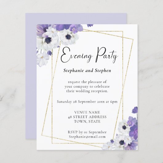 Budget Geometric Periwinkle Wedding Party Invite (Voorkant / Achterkant)