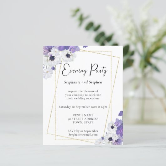 Budget Geometric Periwinkle Wedding Party Invite (Staand voorkant)