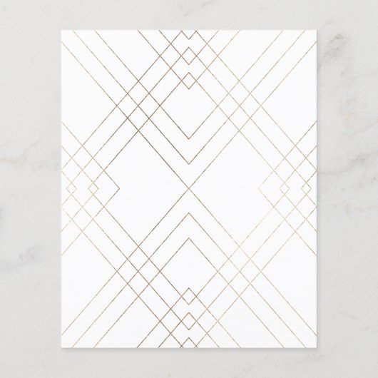 Budget Geometric White Gold Gatsby Wedding INVITE (Achterkant)