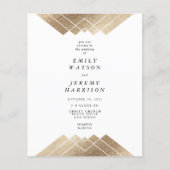 Budget Geometric White Gold Gatsby Wedding INVITE (Voorkant)