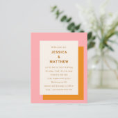 Budget Geometrisch Roze Oranje Trouw Uitnodiging (Staand voorkant)