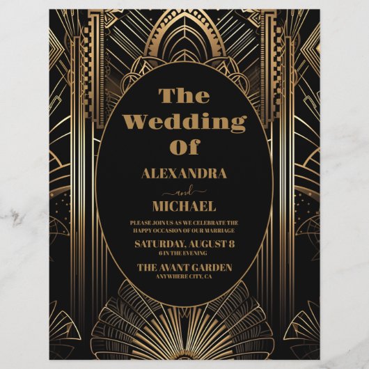 Budget geometrische Art Deco bruiloft Flyer (Voorkant)