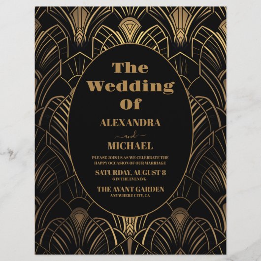 Budget geometrische Art Deco bruiloft Flyer (Voorkant)