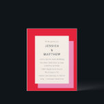 Budget Geometrische Bold Pink Red Wedding Uitnodig<br><div class="desc">Budget Moderne Geometrische Bold Roze Rood Aanvraag voor bruiloft</div>