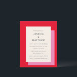 Budget Geometrische Bold Pink Red Wedding Uitnodig<br><div class="desc">Budget Moderne Geometrische Bold Roze Rood Aanvraag voor bruiloft</div>