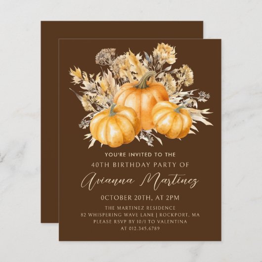 BUDGET GEPRIJSD 40e verjaardag Rustieke Boho Pompo (Voorkant / Achterkant)