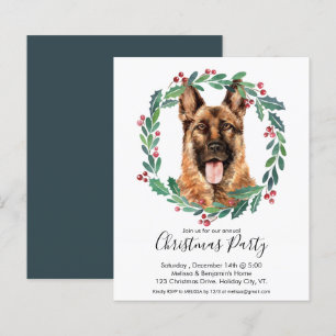 Budget German Shepherd Dog Kerstparty Invite