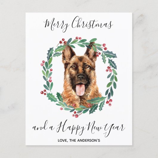 Budget German Shepherd Dog Merry kerstpostard (Voorkant)