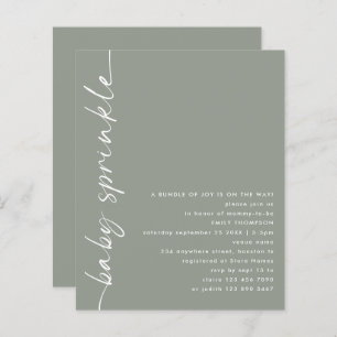 Budget Geroteerd Script Sage Baby shower Sprinkle