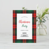 Budget geruite retro-script rood en groen kerstfee kaart (Staand voorkant)