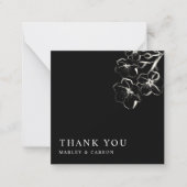 Budget geschetste bloemenbruiloft zwart dank u notitiekaartje (Voorkant)