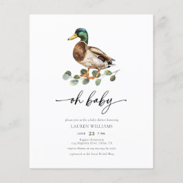 Budget Geslacht Neutraal Mallard Duck Baby shower Flyer