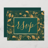 Budget geweldige Emerald Green Golden Foliage RSVP (Voorkant / Achterkant)