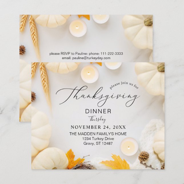 Budget gezellige Thanksgiving-dinerpompoen (Voorkant / Achterkant)