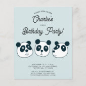 Budget Giant Panda Beer Eerste Verjaardagsuitnodig (Voorkant)