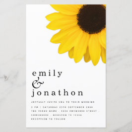 Budget Giant Sunflower Typography Wedding Invite