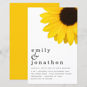 Budget Giant Sunflower Typography Wedding Invite