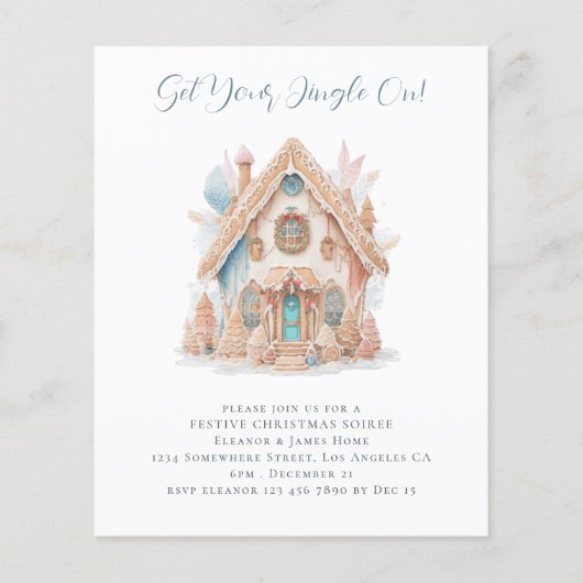 Budget Gingerbread House Kerstfeest Uitnodigen (Voorkant)