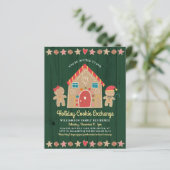 Budget Gingerbrood Koekjesbeurs Groene uitnodiging (Staand voorkant)