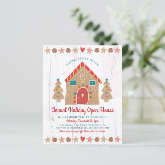 Budget Gingerbrood Open House Rustic Party Invite (Staand voorkant)