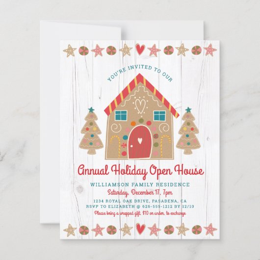 Budget Gingerbrood Open House Rustic Party Invite (Voorkant)