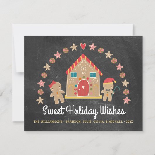Budget Gingerbrood Sweet Holiday wenst Chalk Kaart (Voorkant)