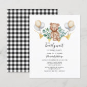 Budget Gingham Baby shower Eucalyptus Uitnodiging (Voorkant / Achterkant)