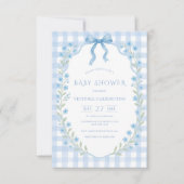 Budget Gingham Floral Baby shower Kaart (Voorkant)