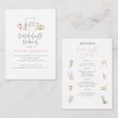 budget girale roze champagne chic bachelorette notitiekaartje (Voorkant / Achterkant)