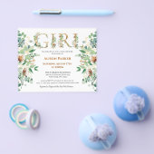 Budget GIRL Baby shower Eucalyptus Gold Invitation Flyer (Enkel)