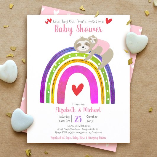 Budget Girl Baby shower Sloth Rainbow