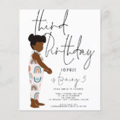 Budget Girl Dark Hair 3de verjaardag uitnodiging (Voorkant)