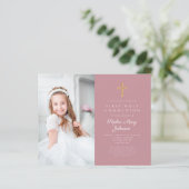 Budget Girl Pink Cross Foto Eerste Communie (Staand voorkant)