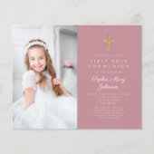 Budget Girl Pink Cross Foto Eerste Communie (Voorkant)