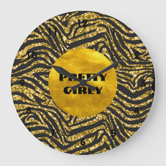 Budget  Girly Faux Gold Glitter Folie Glam Grote Klok (Voorkant)