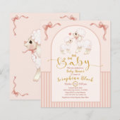 BUDGET Girly Pink Lamb Baby shower Uitnodiging (Voorkant / Achterkant)