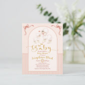 BUDGET Girly Pink Lamb Baby shower Uitnodiging (Staand voorkant)