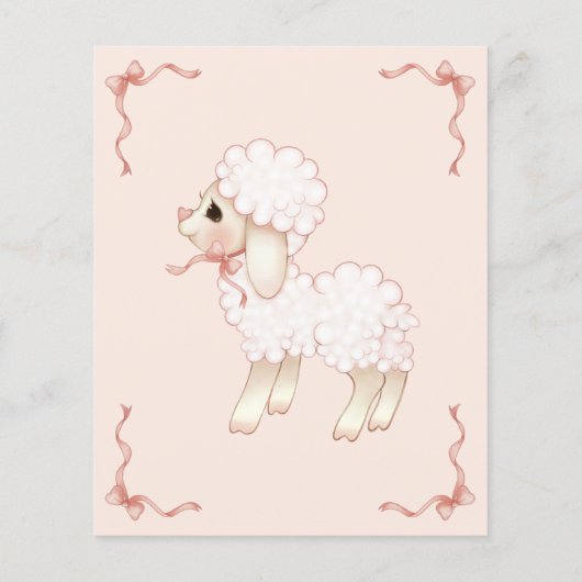 BUDGET Girly Pink Lamb Baby shower Uitnodiging (Achterkant)
