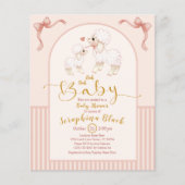 BUDGET Girly Pink Lamb Baby shower Uitnodiging (Voorkant)
