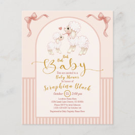 BUDGET Girly Pink Lamb Baby shower Uitnodiging