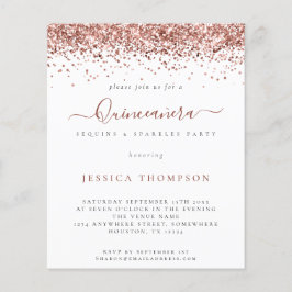 BUDGET Girly Roos Gold Glitter Quinceañera Invite
