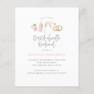 budget Girly roze champagne chic bachelorette Flyer
