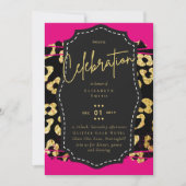 Budget  Girly Sweet16 Gold Animal Print Inv Kaart (Voorkant)